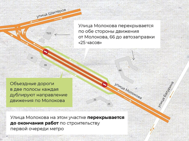 В Красноярске частично перекроют улицу Молокова