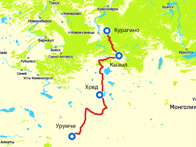 Карта проекта жд линии Центрально-Евразийского транспортного коридора